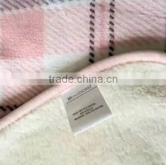 China Factory 100% polyester Check Design Throw Flannel Sherpa Blanket