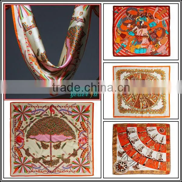 Satin Printed Aborigine Style Nationality Handkerchief Scarf