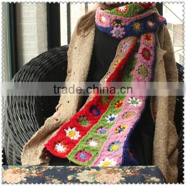 5 rows of flowers 195X38CM 4 row flower 195X30CM knitting scarf