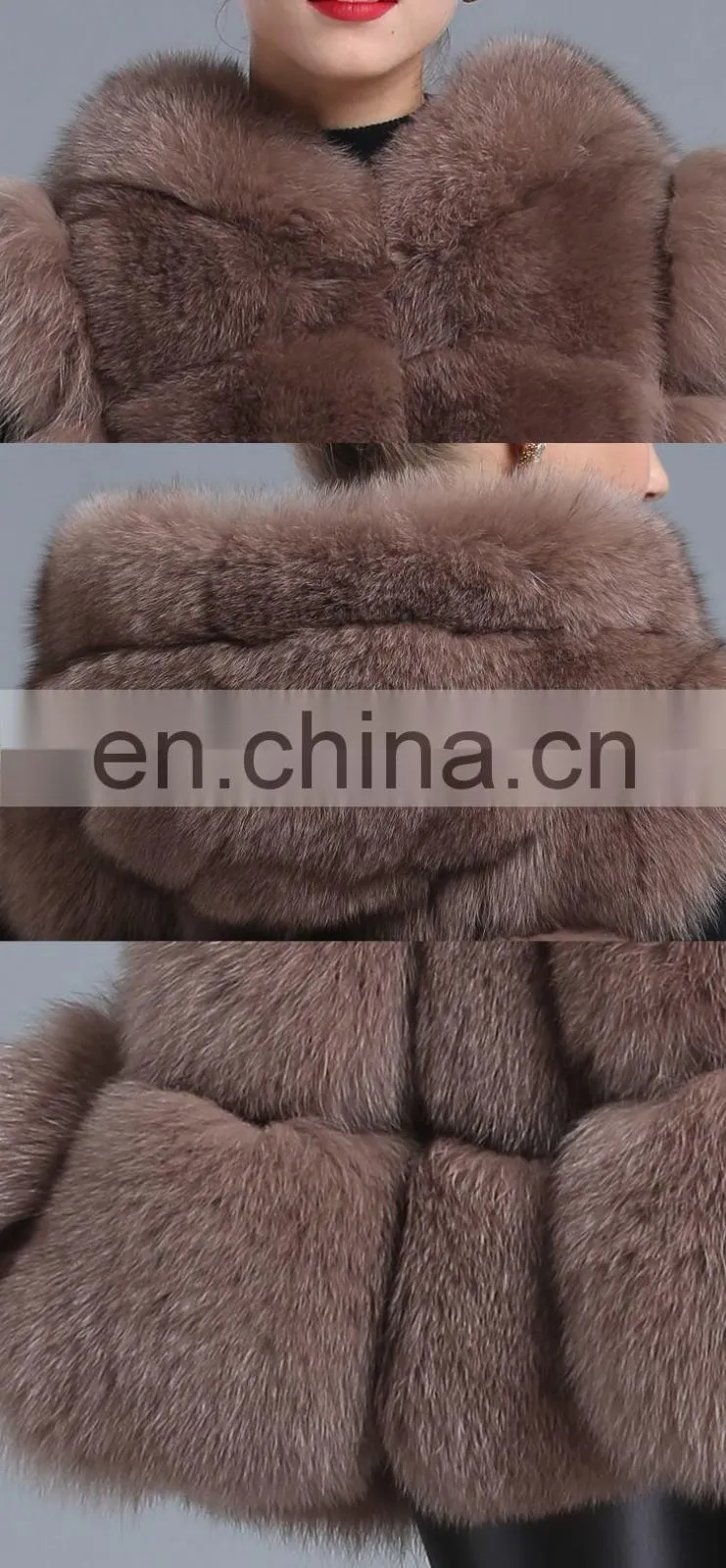 2015 New Style Whole Leather Real Fox Fur Hood Long Style Vest Girl Gilet Beautiful Women Vest