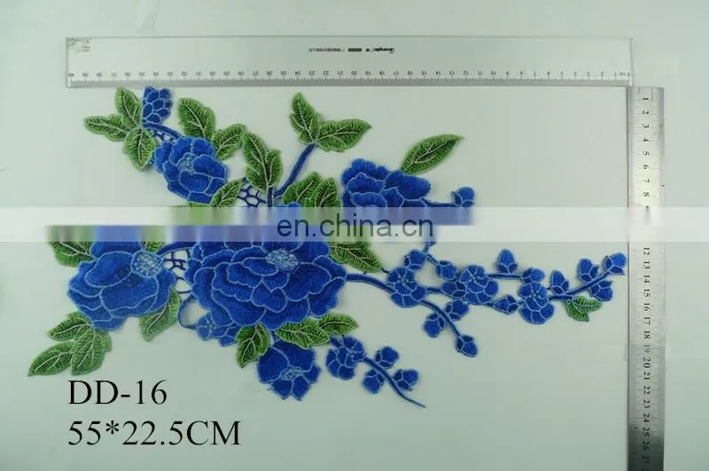 DD-07 wholesale latest embroidery designs yellow free flower necklace sew-on flower embroidery patch for clothes