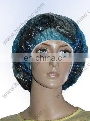Disposable PE shower cap with elastic