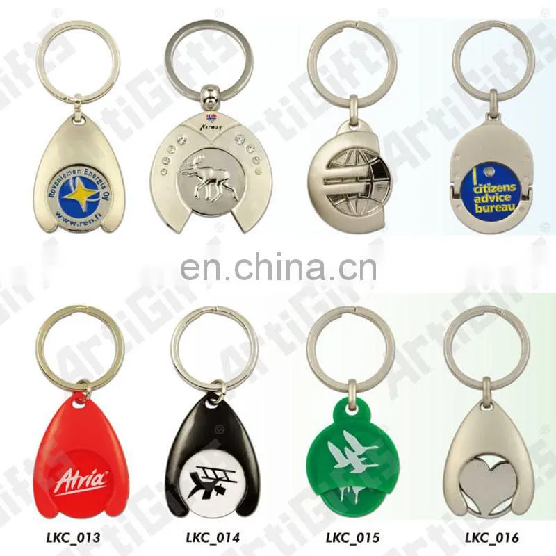 New promotional products shopping trolley pound coin token key ring