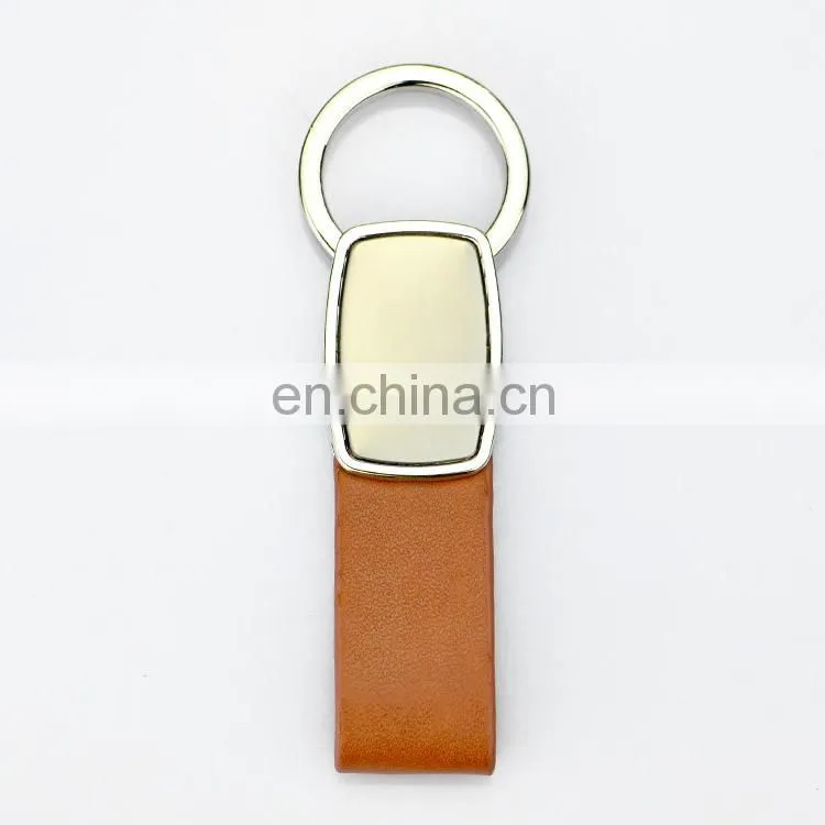 fashionable patterns custom logo leather with metal key chain