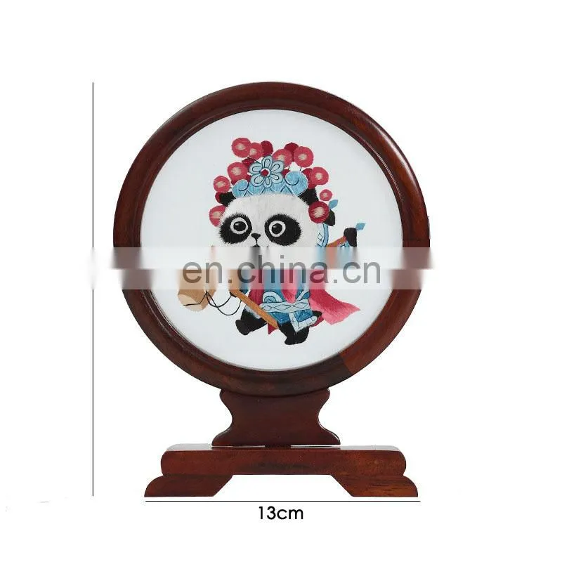 Chinese style multi-pattern silk embroideried furnishing ornaments with a rosewood frame for decoration(D15cm)