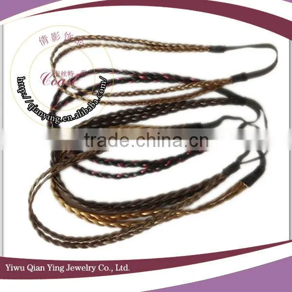 custom red and black two braided elastic hair extensions headbands