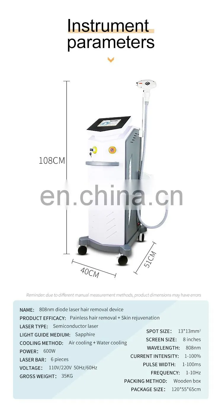808 diode laser hair removal device Bar Germany Stack hair removal and Photon skin rejuvenation 2 in 1 beauty instrument
