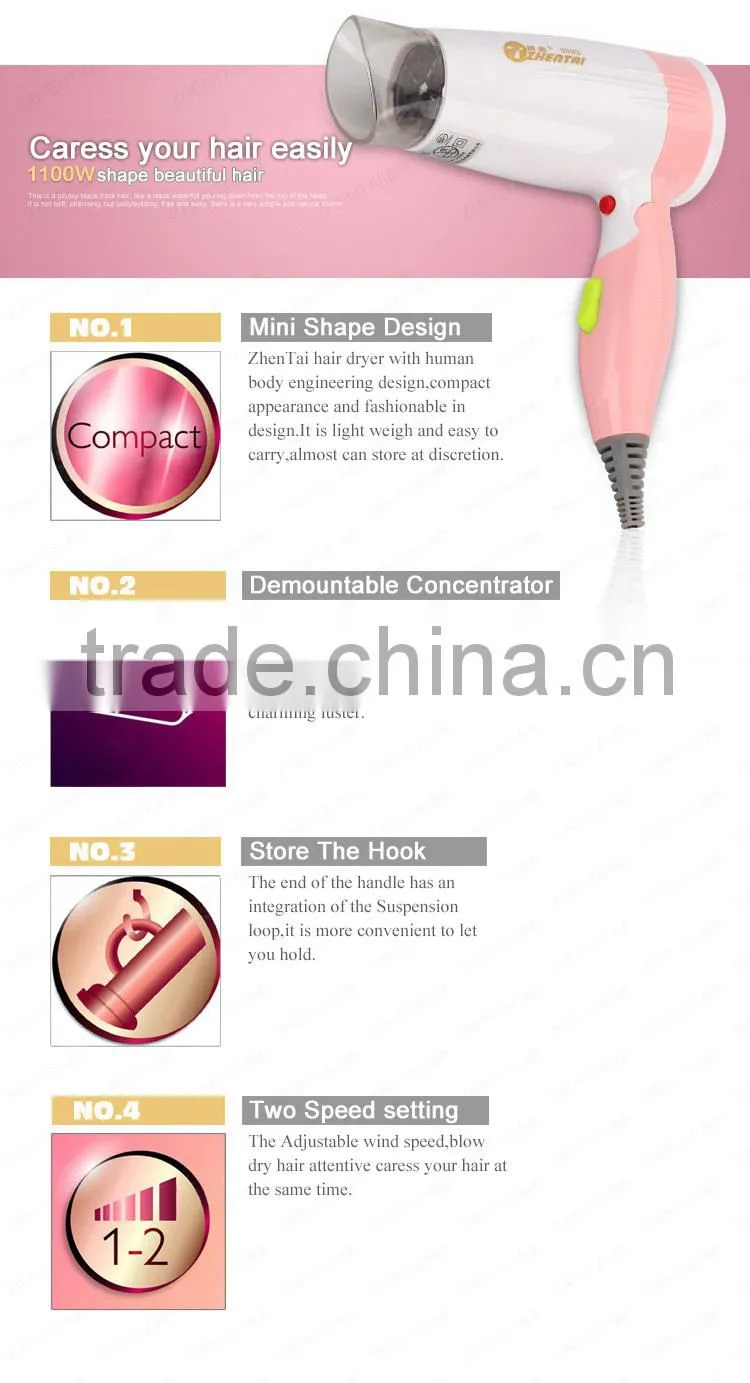 Foldable Hair Dryer Travel Cordless Hair Dryers with Diffuser