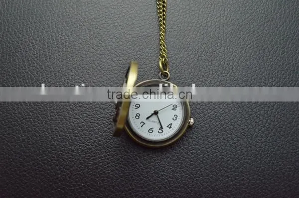 New round face retro bronzed coin pocket watch eagle/skull pattern