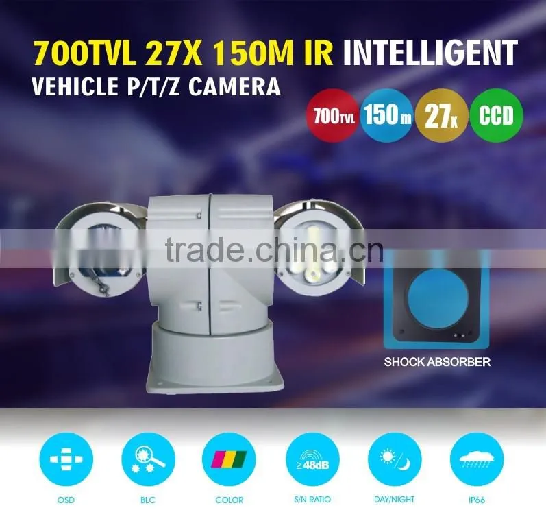 Outdoor 700TVL Analog PTZ Outdoor Pan Tilt Vehicle Camera with IR 150m Pan Tilt 27X/37x/40x Zoom
