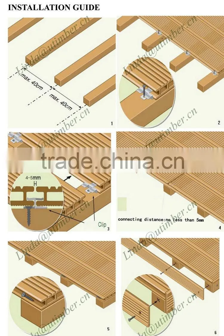 UV-resistance outside garden wpc decking laminate flooring deck floor covering