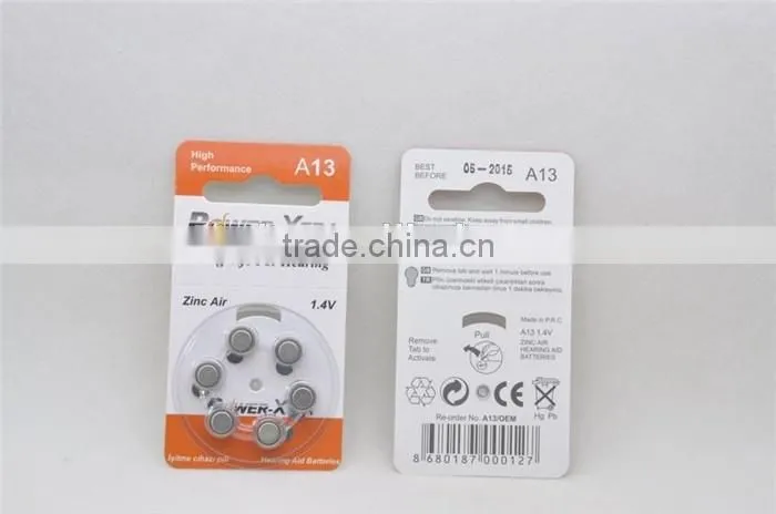 hearing aid battery A312 A10 A675 A13 1.4V coin cell