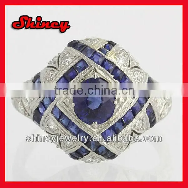 2014 high quality cz paved cool unique big silver ring