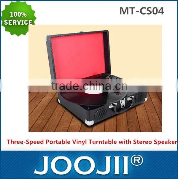 Three-Speed Portable Vinyl Turntable with Stereo Speakers