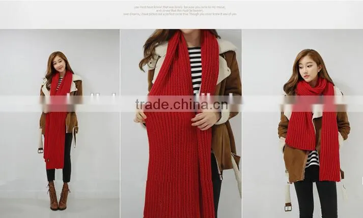 New Korea Fashion Winter Plain Acrylic Crochet Unisex Woman Man Ladies Knitted Scarf