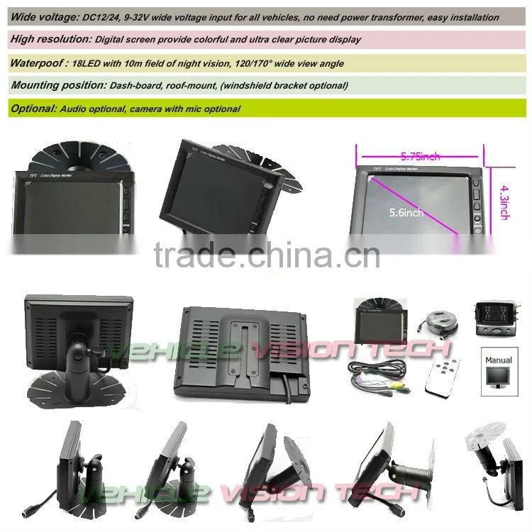 RV-5600V 5.6" High Definition Screen 360 degree car camera system for Vans/trucks/buses/motor homes