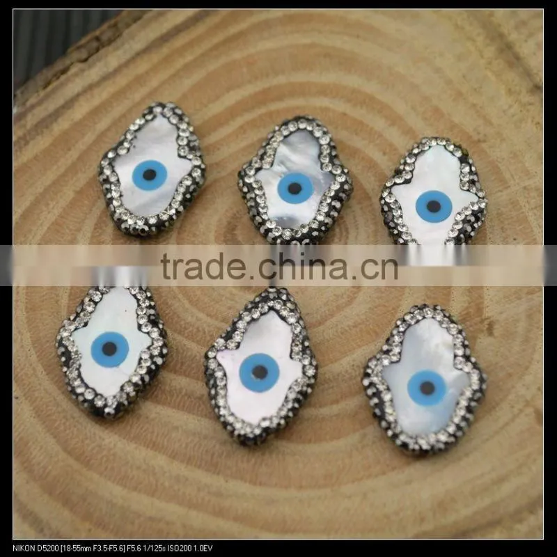 LFD-0048B Wholesale Palm Evil Eye Shell Pave Rhinestone Connector Beads For Bracelet Jewelry Making