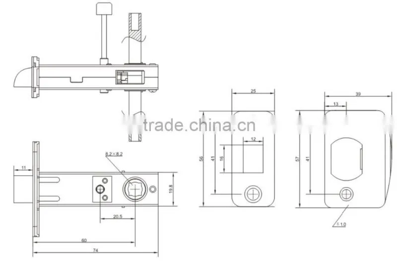 Bathroom Mortice Door Tubular Latch