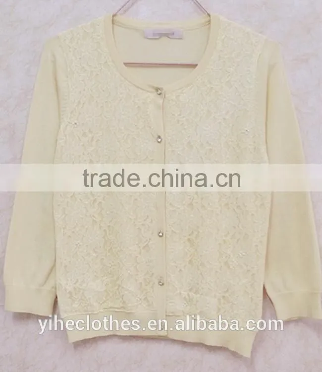 Girl lace knitting wear long sleeve sweet girl lace cardigan coat