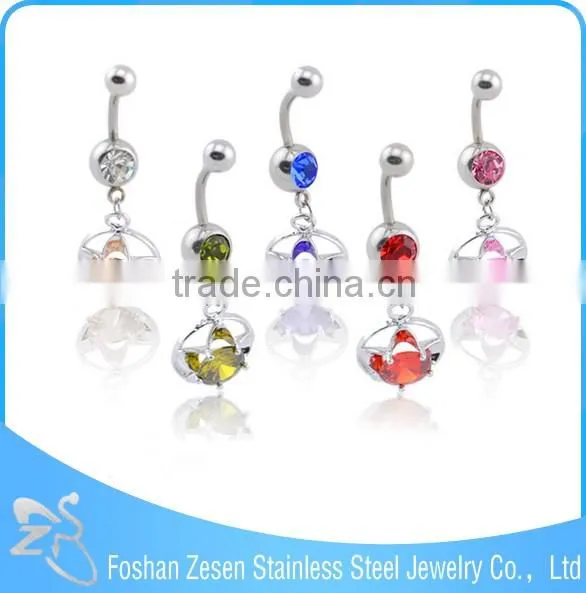 Hot promotional women cute curved barbell crystal nickel free indian navel piercing