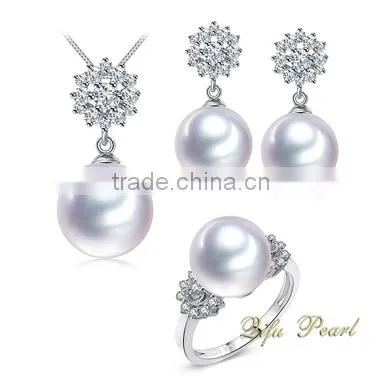 2015 Latest Designs For Women Freshwater Pearl Jewelry Set 925 Sterling Silver Jewelry Wholesale