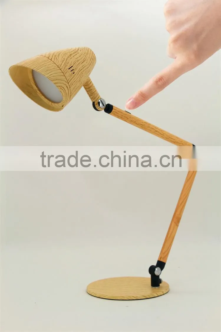 7W adjustable metal led table lamp with dimming function JK836-Wood natural woodtable lamp exporter