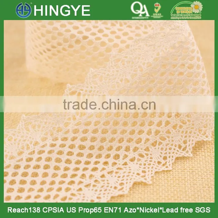High quality scallop cotton crochet embroidery lace for garments H1651