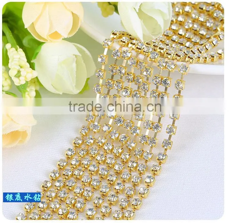 Wholesales AAA Quality Shinny Crystal Cup Roll Rhinestone Chain for Jewelry Making