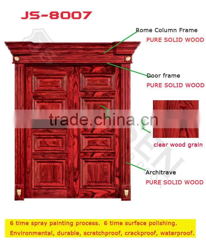 Best selling fancy solid rose wood front door design