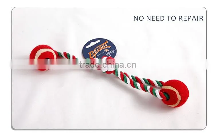 Eco-friendly cotton rope toy with red ball dog chew toy