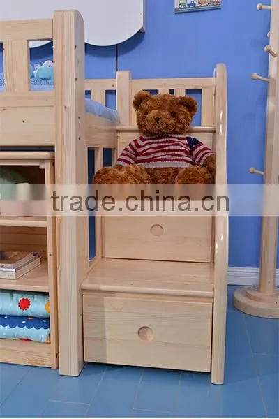 Boy's room kids solid bunk bed with slide,bunk bed with staircase#SP-C102C