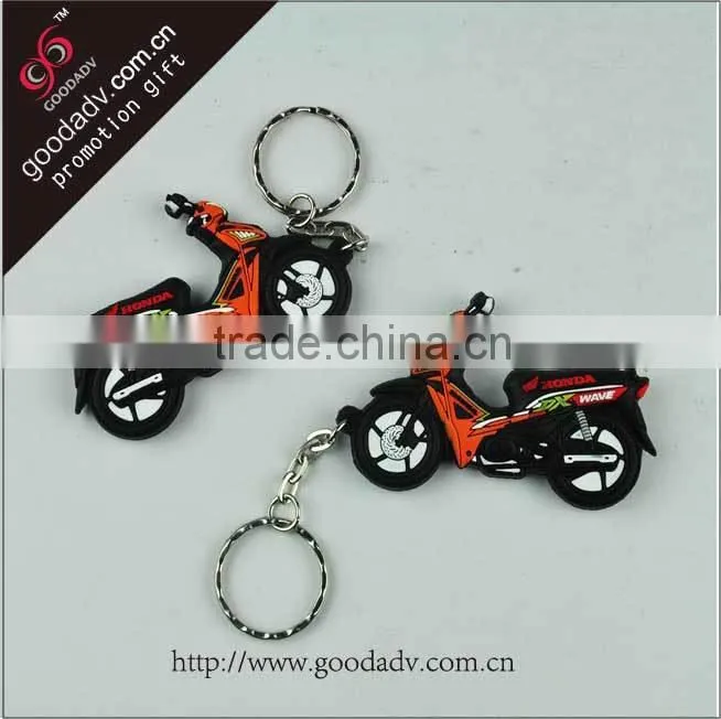 2015 promotional gift free sample Logo custom soft pvc motorcycle keychains