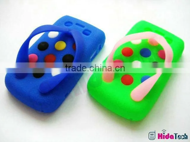 silicone gel case cover for blackberry 9700, slipper shape,shoe shoes pattern design