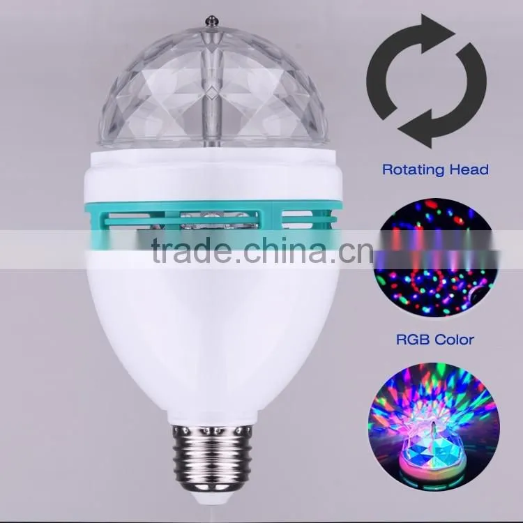 Led Magic Rotating B22 E26 E27 3W RGB Disco Ball Bulb Light