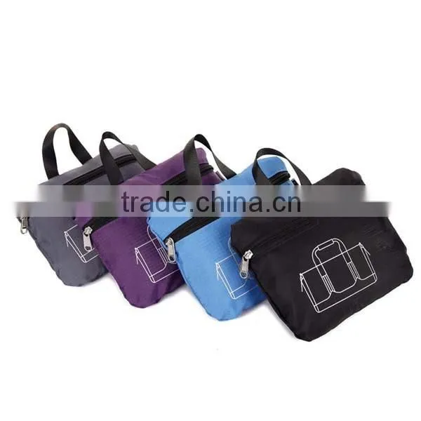 Lightweight solid color foldable polyester travel sports duffel bags