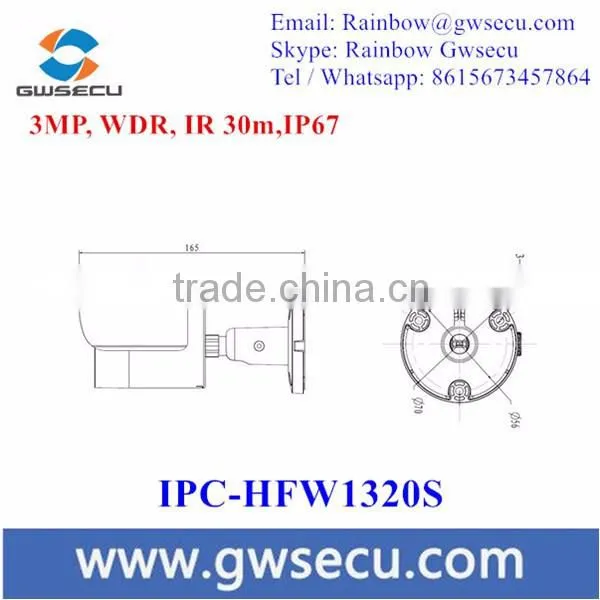 Top 10 CCTV Camera DH-IPC-HFW1320S 3MP HD Network Mini IR Bullet Camera Water-proof IP67 Dahua IP Camera