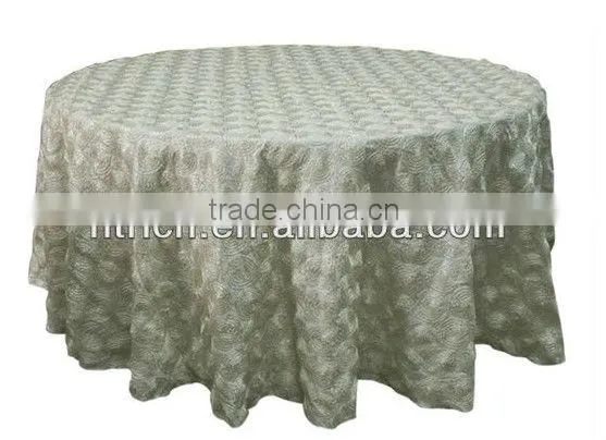 Gorgeous floral patterns table cloth for wedding, satin rosette table cloth