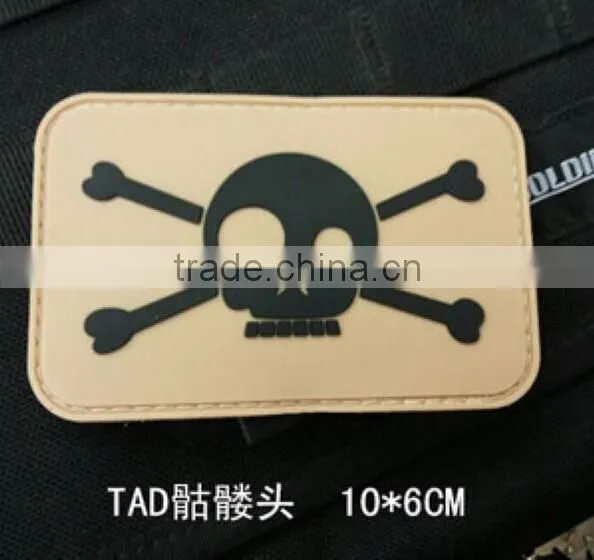 TAD Skull PVC Rubber Patch 3D Tactical Hook And Loop Patches Military Badge Army Combat Armband Tan Color