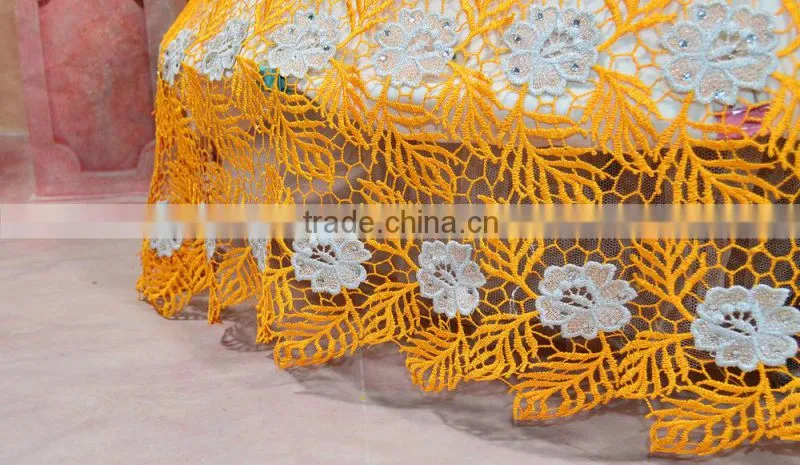 2015 new fashion lady dress nigeria heavy cord lace spangles lace for party dress