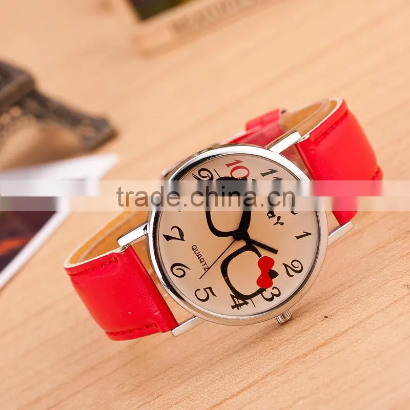 Cheap Alibaba Express Hot Sale Watches Colorful Lovely Glasses White Leather Watch in Stock!