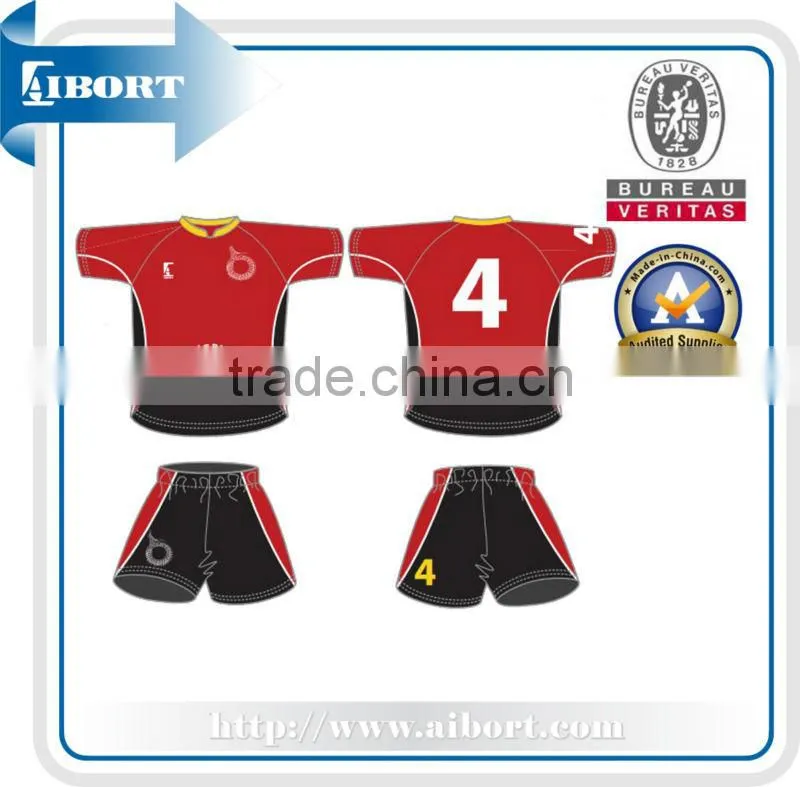 SUBRG-856 black and red sublimation printing rugby wear