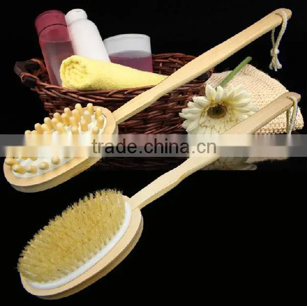 2016 hotsale Wood long handle body back wash brushes for scrubber back