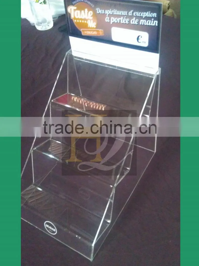 custom 3 tier acrylic makeup display stand/3 step cosmetic display rack