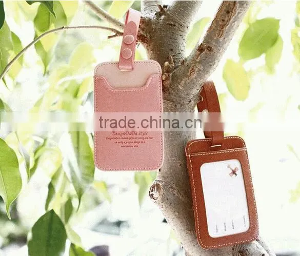custom made debossed logo leather luggage tag/high quality pu leather luggage tag/leather luggage tag