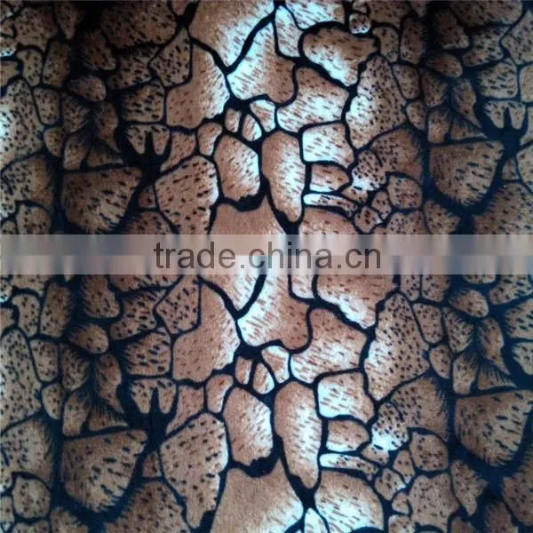 White Black and Brown Color Printed Velboa Fabric