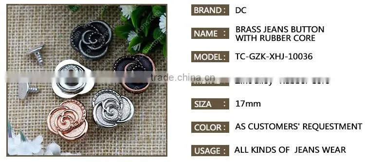 Fancy Jeans Alloy Shank Button With Rubber Core,Black Shank Buttons