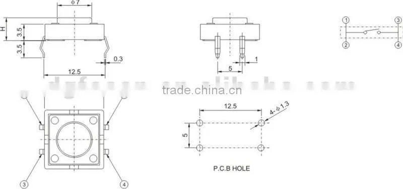 4 dip 12*12 tactile switch ROHS TS-1101