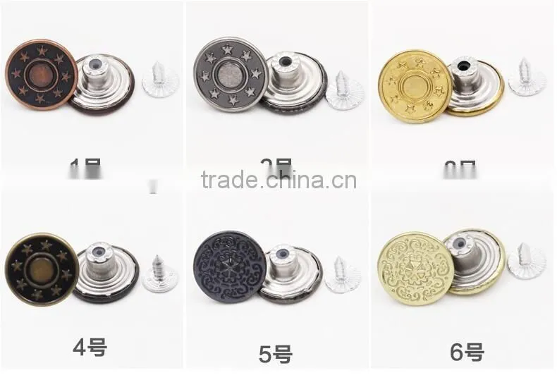 20mm Denim metal shank custom jeans engraved buttons