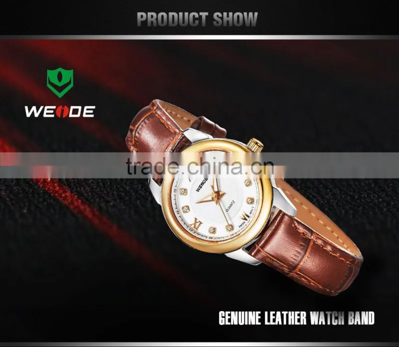 WEIDE 2014 Japan movt gold brand wholesale fashion watch lady watch leather