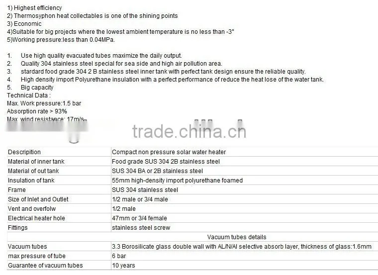 glass evacuated solar collector tube,high efficiency 58*47*1800mm all-glass evacuated solar collector tubes